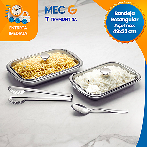 Kit Travessa Para Servir Churrasco Almoço Em Inox Tramontina