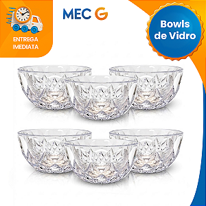 Kit de Tigelas de Vidro Cumbuca Vasilha 6 Peças Sofisticado Bowl de Vidro