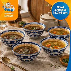 Kit de Tigelas de Cerâmica 14 cm Decorado Cumbuca Vasilha 6 Peças Sofisticado Bowl de Cerâmica Floralia