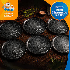 Kit 6 e 12 Prato Raso Para Churrasco em Porcelana Preto Tramontina