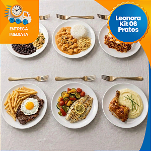 Kit 6 Pratos Raso de Jantar Tramontina Linha Leonora Branco em Porcelana