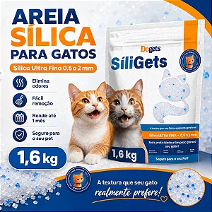 Kit 2 Areias para Gato Silica 1,6kg Cristais Finos Higiênica Premium Sanitária