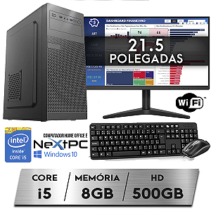 CPU PC Home Office Completo i5 3.3GHz 8GB Hd 500GB WiFi Monitor 21 Polegadas