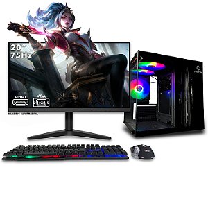 Computador NextPC Gamer Completo Intel Core i7 7ª, RTX 3050 6GB, 16GB, SSD 512GB, Monitor 20", Gabinete Aquário