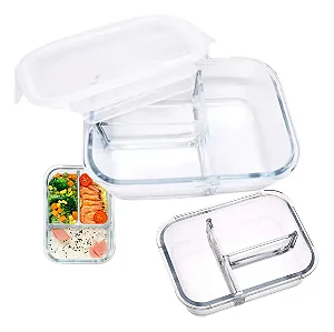 POTE HERMETICO VIDRO 1040ML C/ 3 DIVISORIAS