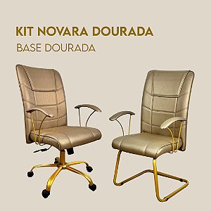Kit Poltrona Presidente Novara Giratória + Fixa