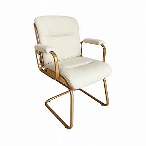 Poltrona Diretor Wood Courissimo Ibiza - Base Balanço Fixa Dourada  - Facto Dunas - Afrikan - OFF - White