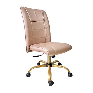 Cadeira Presidente Novara sem Braço - Base Dourada Giratória -Facto Dunas ROSÊ