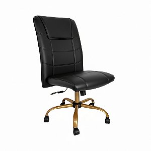 Cadeira Presidente Novara Preta Factor Dunas - Base Dourada Giratória - Sem Braço