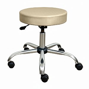 Cadeira Mocho Banqueta Giratória Profissional – Base Cromada - Champanhe