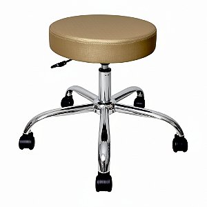 Cadeira Mocho Banqueta Giratória Profissional – Base Cromada - Dourado