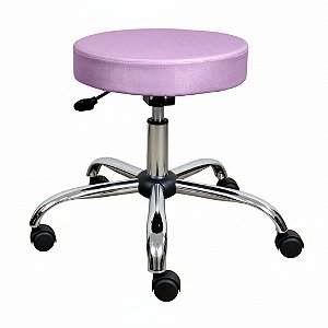 Cadeira Mocho Banqueta Giratória Profissional – Base Cromada - Rosa
