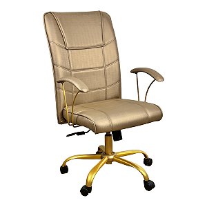 Cadeira Presidente Novara com Braço Factor Dunas - Base Dourada Giratória - DOURADO - Com Braço