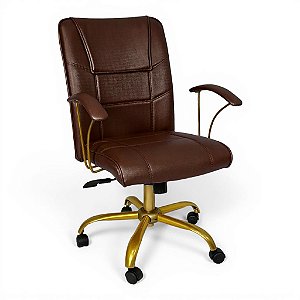 Cadeira Diretor Novara - Base Dourada Giratória - Marron