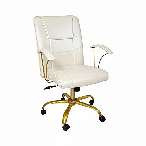 Cadeira Diretor Novara - Base Dourada Giratória - OFF - White