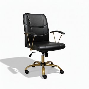 Cadeira Diretor Novara - Base Dourada Giratória - Preto