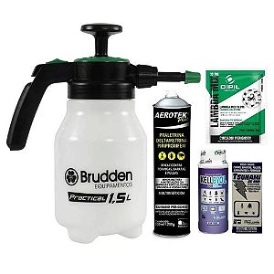 Kit: 1 Pulverizador Brudden 1,5litros, 1 Aerotek Plus 300ml, 1 Tsunami SC 30ml, 1 Kellbyol 200grs, 1 LambdaMix 10PM