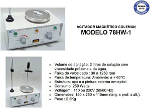 AGITADOR MAGNÉTICO COLEMAN MODELO:78HW-1