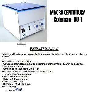 MACRO CIENTRIFUGA COLEMAN- 9-1