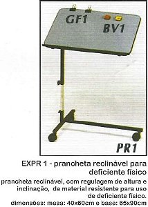 Prancheta reclinável para deficientes físicos