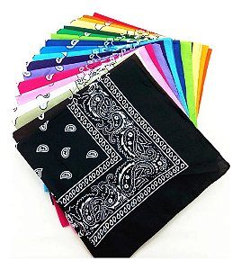 Kit 12 Bandanas Lenço Algodão Quadrado Cores Variada Atacado