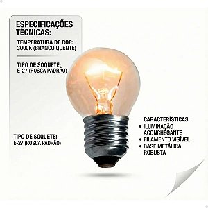 Lampada Incandescentes 15w E27 110/220v Bulbo Vidro