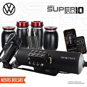 KIT 4 / AirRide Super Black 10 + Montado e Testado - 10mm | Volkswagen