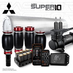 KIT 4 / AirRide Super Black 10 + FlatTank + Compressor 585xc | Mitsubishi