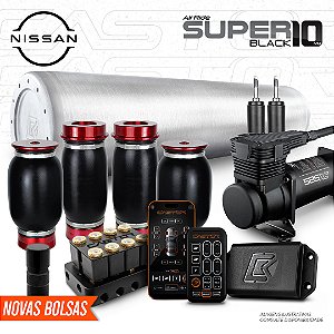 KIT 4 / AirRide Super Black 10 + FlatTank + Compressor 585xc | Nissan