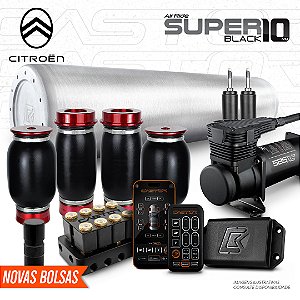 KIT 4 / AirRide Super Black 10 + FlatTank + Compressor 585xc | Citroën