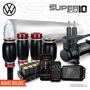 KIT 4 / AirRide Super Black 10 + FlatTank + Compressor 585xc | Volkswagen