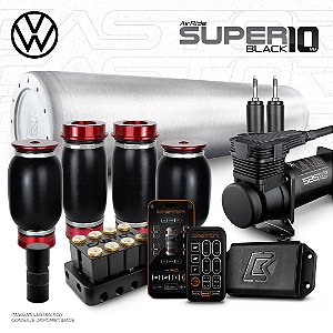 KIT 4 / AirRide Super Black 10 + FlatTank + Compressor 585xc | Volkswagen