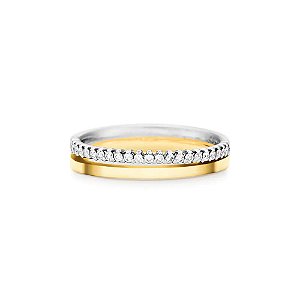 Aliança de Casamento Ouro Amarelo e Branco com Diamantes (3.6mm)