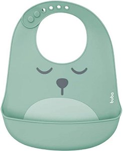 Babador De Silicone Com Pega Migalhas Gumy - Buba, Verde, Tamanho único