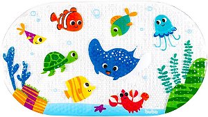 Tapete De Box Infantil Antiderrapante Para Banho Com Ventosas - Fundo do Mar, Buba