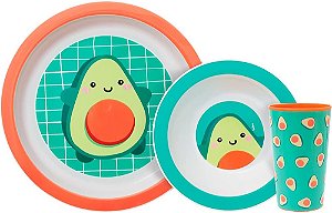 Kit Alimentação Refeição Infantil Bebe Prato Copo Bowl - Buba - Avocado