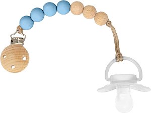 Prendedor de Chupeta em Silicone e Bambu - Buba, Azul