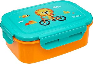 Lancheira Bento Box - Buba Zoo, Leão | Azul e Laranja