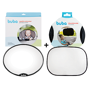 Kit Espelho para Banco Traseiro + Protetor Solar para Carro - Buba