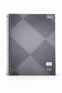 Caderno Universitário Quadriculado 0,5mm Zip Cinza 96 Folhas