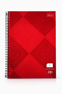 Caderno Universitário Quadriculado 0,5mm Zip Vermelho 96 Folhas