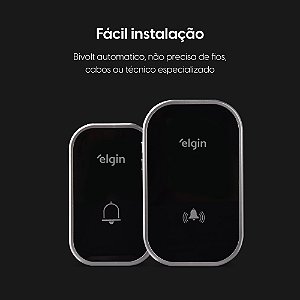 CAMPAINHA SEM FIO PRETA CONJUNTO