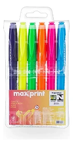CANETA MARCA-TEXTO LUMIS MAXPRINT ESTOJO C/ 6 CORES- PONTA POLIESTER