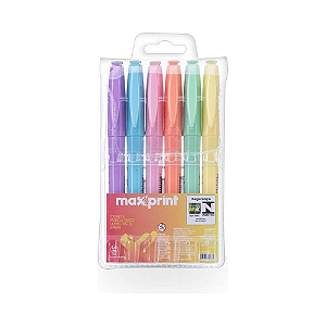 CANETA MARCA-TEXTO LUMIS PASTEL MAXPRINT ESTOJO C/ 6 CORES- PONTA POLIESTER
