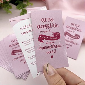 25un Cartão Cuidados com Acessórios