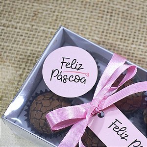 25un Etiqueta Adesiva "Feliz Páscoa" Rosa - Coleção Páscoa
