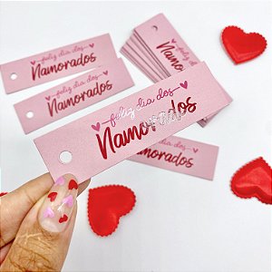25un Tag Palito "Feliz Dia dos Namorados" Rosa - Coleção Dia dos Namorados