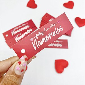 25un Tag Palito "Feliz Dia dos Namorados" Vermelho - Coleção Dia dos Namorados