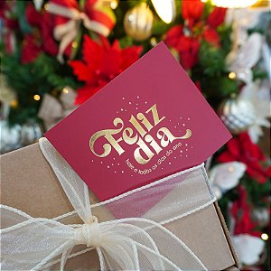 10un Postal Hot Stamping "Feliz Dia" Vermelho