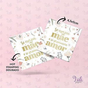 10un Mini Cartão Hot Stamping Dourado "Melhor Mãe" - Coleção Dia das Mães